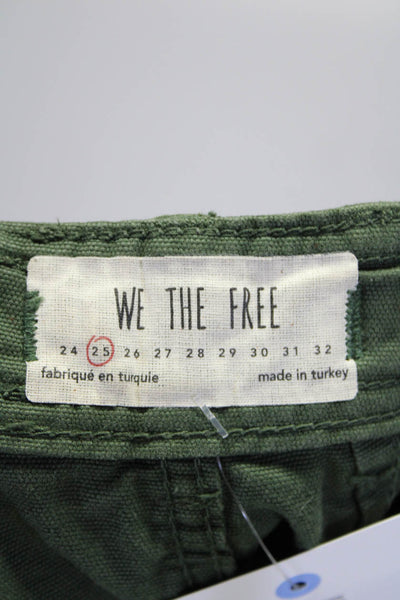 We The Free Womens High Rise Canvas Wide Leg Cropped Pants Green Size 25