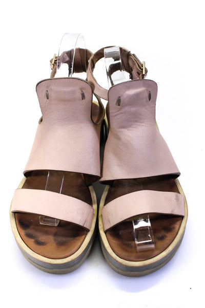 See by Chloe Womens Lug Sole Flat Ankle Strap Sandals Beige Leather Size 37 7