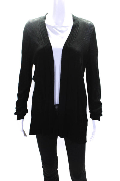 Etcetera Womens Long Sleeve Open Knit Cardigan Sweater Black Size Medium