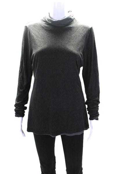 Etcetera Womens Long Sleeve Turtleneck Tee Shirt Gray Cotton Size Large