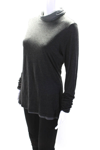 Etcetera Womens Long Sleeve Turtleneck Tee Shirt Gray Cotton Size Large