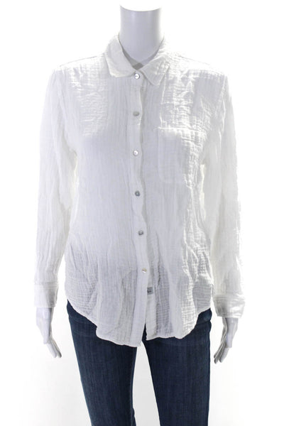 Rails Women's Collared Long Sleeves Button Down Cotton Shirt White Size M