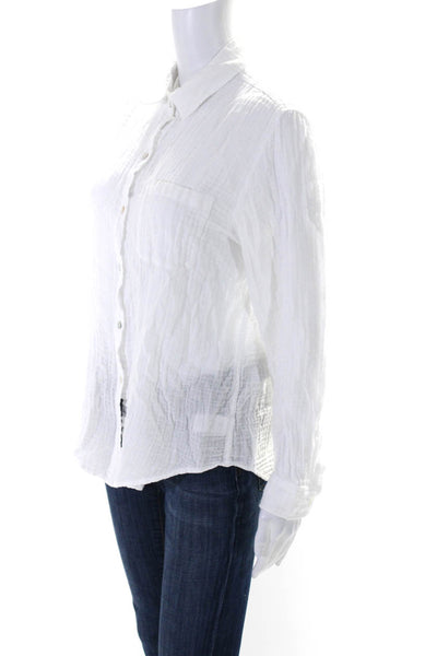 Rails Women's Collared Long Sleeves Button Down Cotton Shirt White Size M