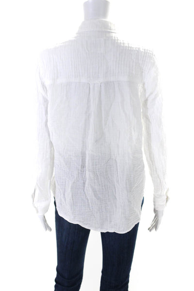 Rails Women's Collared Long Sleeves Button Down Cotton Shirt White Size M