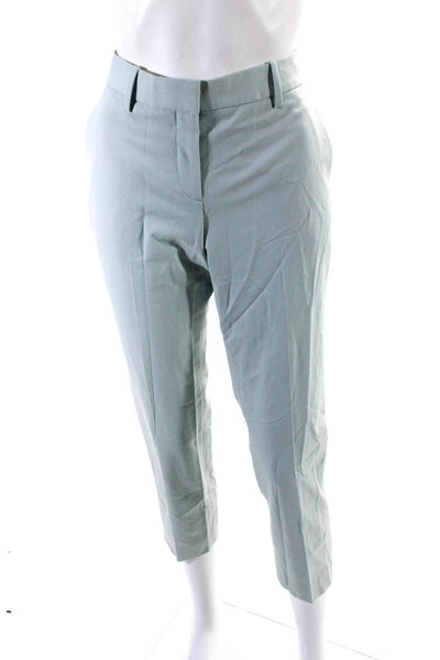 Theory Womens Wool Flat Front Straight Leg Trouser Slacks Mint Size 0