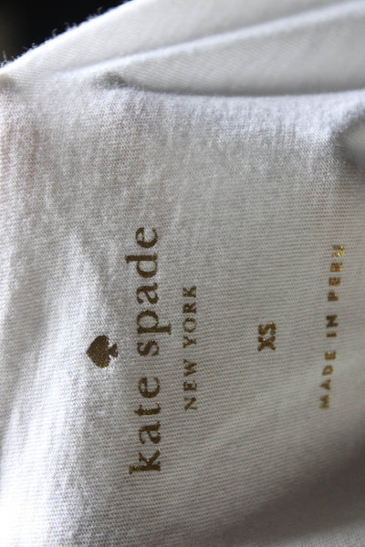 Kate Spade Womens Cotton Short Sleeve Spade Graphic T shirt White Blue Size XS