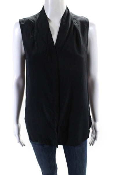 Elie Tahari Womens Silk Sleeveless V Neck Blouse Black Size XS