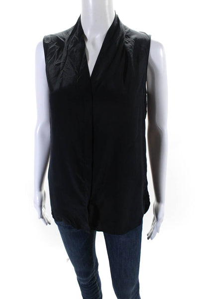 Elie Tahari Womens Silk Sleeveless V Neck Blouse Black Size XS