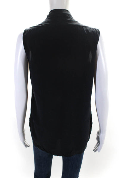 Elie Tahari Womens Silk Sleeveless V Neck Blouse Black Size XS