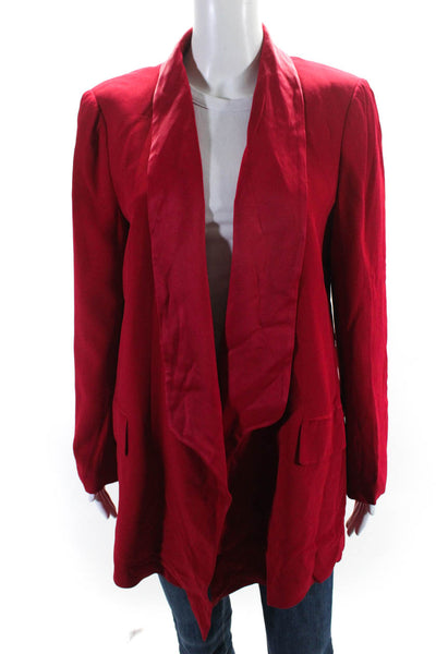 Ungaro Womens Open Front Shawl Collar Lined Blazer Red Size L