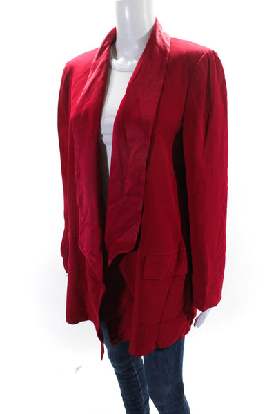 Ungaro Womens Open Front Shawl Collar Lined Blazer Red Size L