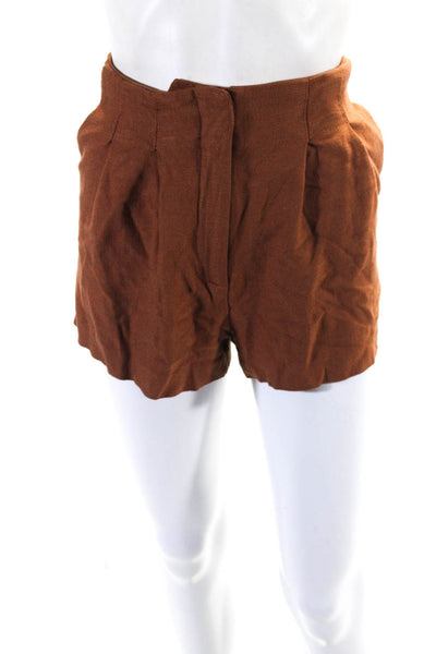 Veronica Beard Womens Zipper Fly Mid Rise Woven Short Shorts Brown Size 4