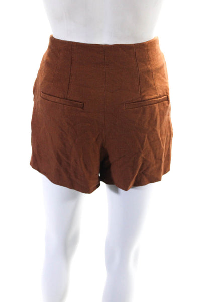 Veronica Beard Womens Zipper Fly Mid Rise Woven Short Shorts Brown Size 4