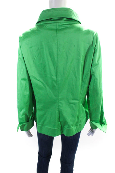 Carlisle Womens Front Zip Collared Light Jacket Green Cotton Size 12