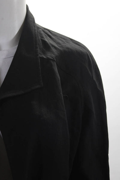 Rodier Womens Solid Black Cotton Open Front Long Sleeve Blazer Size 38