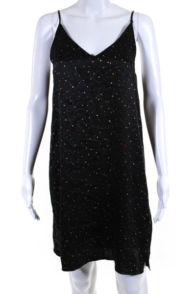 Rails Womens Silk Confetti Print V Neck Sleeveless Brianna Dress Black Size Smal