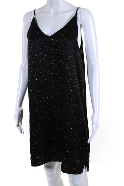 Rails Womens Silk Confetti Print V Neck Sleeveless Brianna Dress Black Size Smal