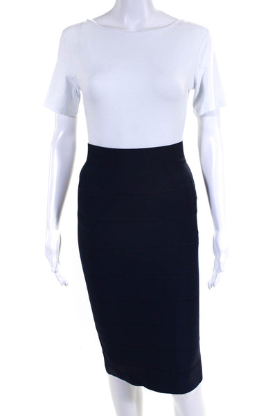 BCBG Max Azria Womens Midi Length Bandage Bodycon Skirt Navy Size Small