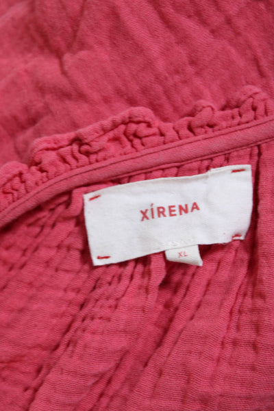 Xirena Womens Long Sleeve V Neck Oversized Gauze Shirt Pink Cotton Size XL