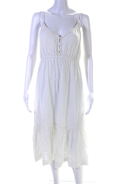 Rails Womens White Linen V-Neck Sleeveless A-Line Tiered Dress Size S