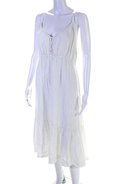 Rails Womens White Linen V-Neck Sleeveless A-Line Tiered Dress Size S