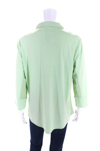 J. Mclaughlin Women's Collared  Long Sleeves Button Down Shirt Green Size XL