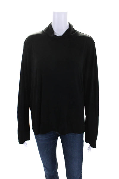 Eileen Fisher Women's Mock Neck Long Sleeves Silk Blouse Black Size XL