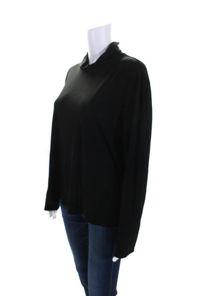 Eileen Fisher Women's Mock Neck Long Sleeves Silk Blouse Black Size XL