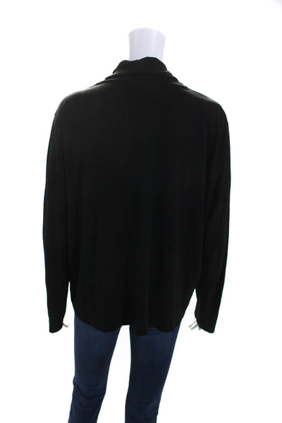 Eileen Fisher Women's Mock Neck Long Sleeves Silk Blouse Black Size XL