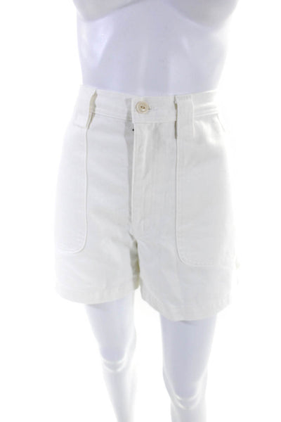 Alex Mill Womens Cotton High Waist Carpenter Shorts White Size 10