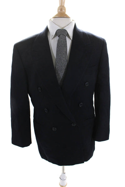 Oscar de la Renta Mens Navy Double Breasted Long Sleeve Blazer Jacket Size 40