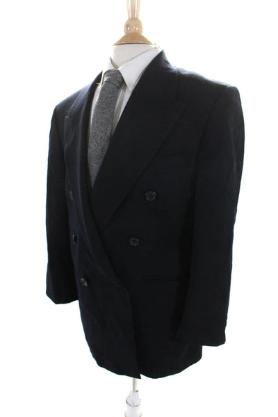 Oscar de la Renta Mens Navy Double Breasted Long Sleeve Blazer Jacket Size 40