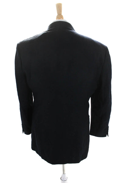 Oscar de la Renta Mens Navy Double Breasted Long Sleeve Blazer Jacket Size 40