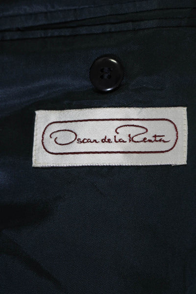 Oscar de la Renta Mens Navy Double Breasted Long Sleeve Blazer Jacket Size 40