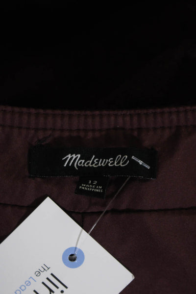 Madewell Womens Dark Red Wool Blend Front Zip Lined Mini A-Line Skirt Size 12