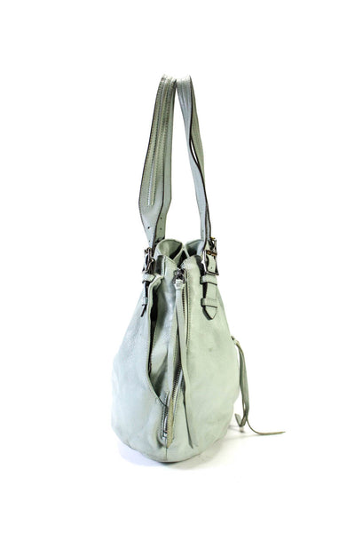 Aimee Kestenberg Womens Light Green Zip Detail Medium Shoulder Bag Handbag