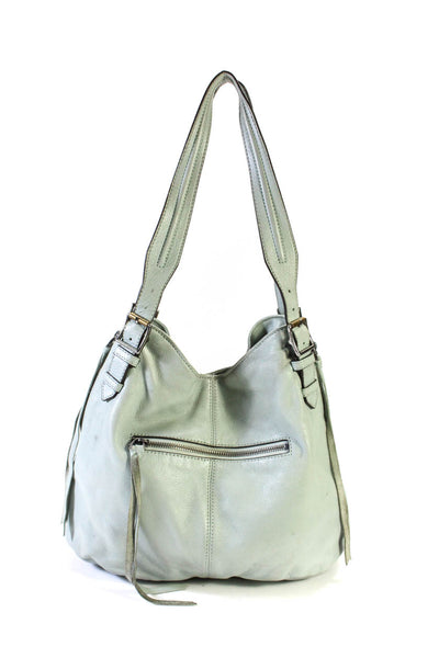 Aimee Kestenberg Womens Light Green Zip Detail Medium Shoulder Bag Handbag