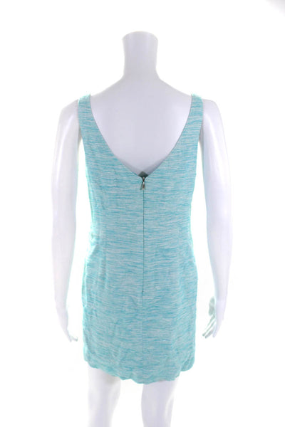 Trina Turk Womens Teal Blue Beaded Embellished Square Neck Shift Dress Size 0