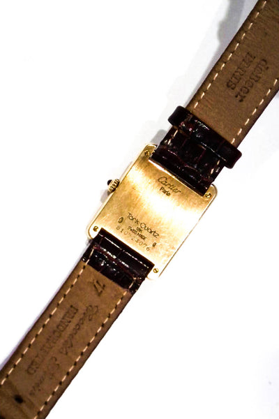 Cartier 18K Yellow Gold Tank Quartz Louis Crocodile Band Watch 24mm