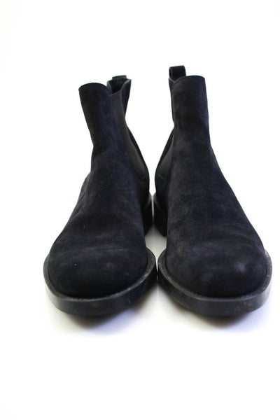 Tods Womens Almond Toe Flat Suede Chelsea Ankle Boots Black Size 38.5 8.5