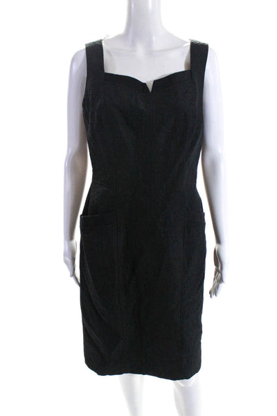 David Meister Women's Square Neck Sleeveless A-Line Midi Dress Black Size 10