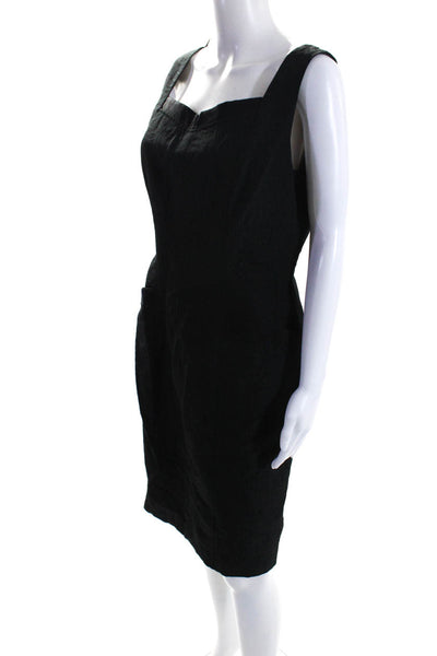 David Meister Women's Square Neck Sleeveless A-Line Midi Dress Black Size 10