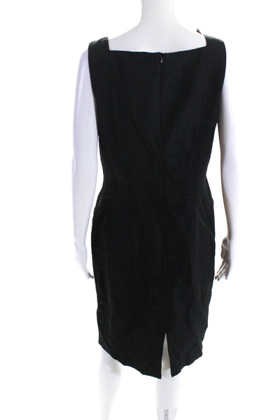 David Meister Women's Square Neck Sleeveless A-Line Midi Dress Black Size 10