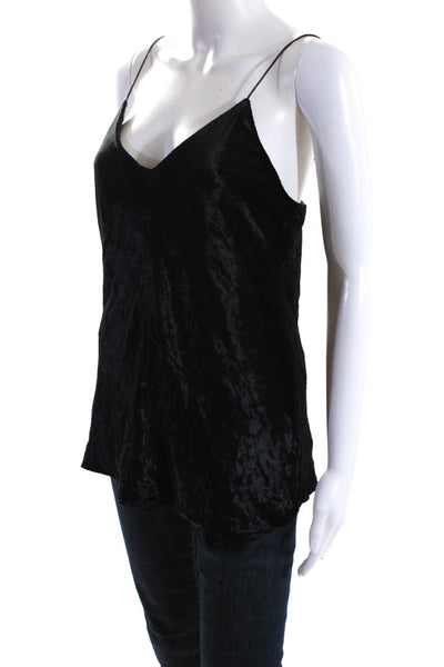 T Alexander Wang Women's V-Neck Spaghetti Straps Velvet Tank top Black Size S