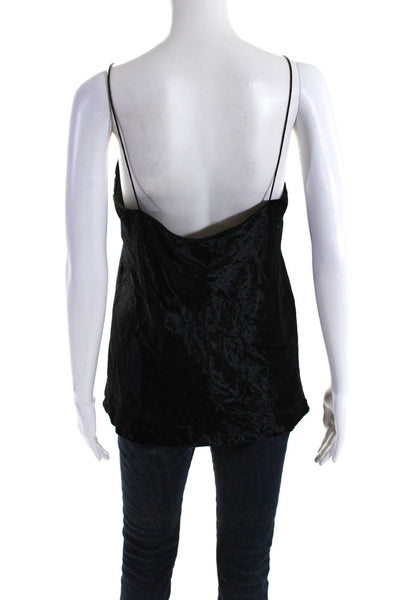 T Alexander Wang Women's V-Neck Spaghetti Straps Velvet Tank top Black Size S