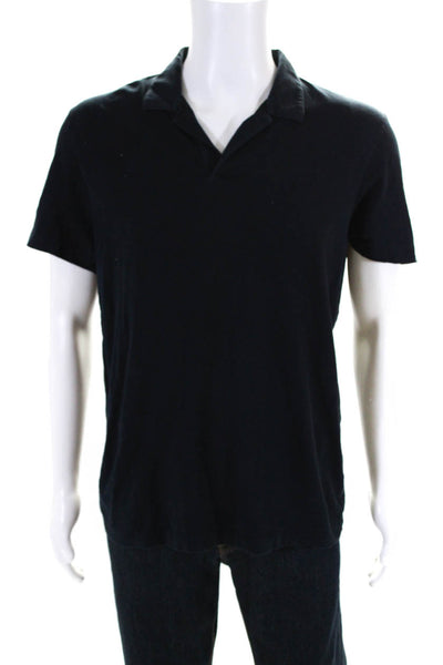 Theory Mens Navy Blue Cotton Collar Short Sleeve Polo Shirt Size L