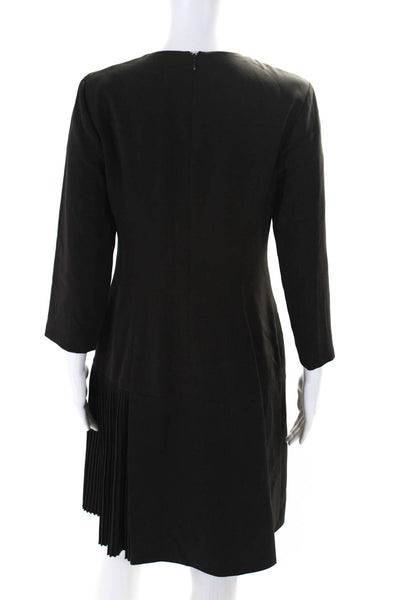 Carlisle Womens Dark Brown Crew Neck Buckle Detail Long Sleeve Shift Dress Size8