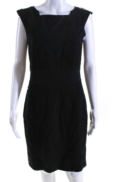 Boss Hugo Boss Womens Wool Patchwork Zipped Sleeveless Sheath Dress Black Size 4