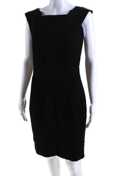 Boss Hugo Boss Womens Wool Patchwork Zipped Sleeveless Sheath Dress Black Size 4