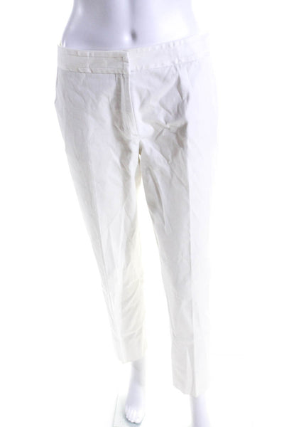 Tory Burch Womens Cotton Buttoned Hook & Eye Straight Leg Pants White Size 6